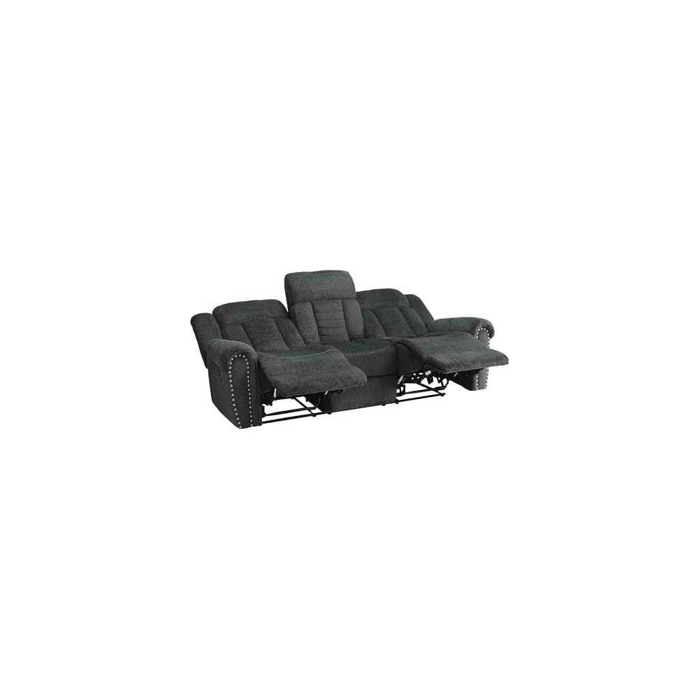 Homelegance 9901CC-3 Double Reclining Sofa, Gray, Fabric