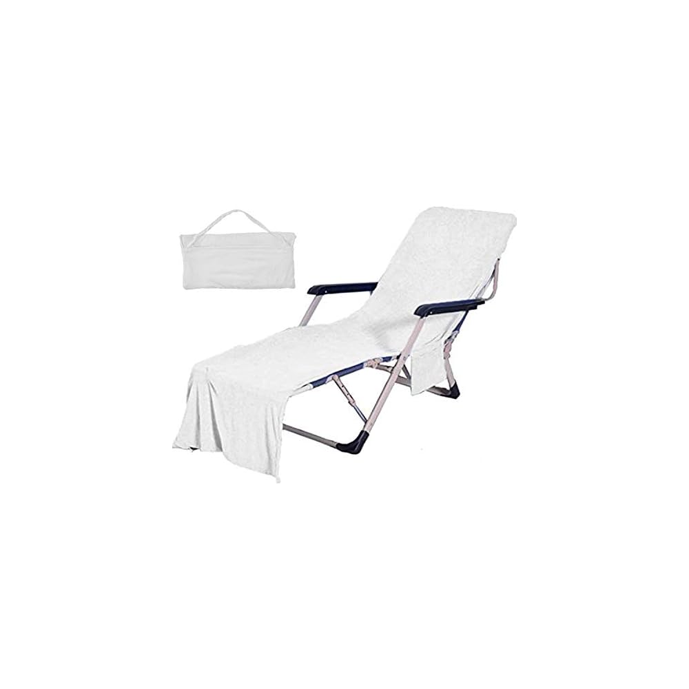 VOCOOL Double Layer Chaise Lounge Pool Chair Cover Beach Towel Fitted Elastic Pocket Won't Slide 85" L x 30" W-Pink