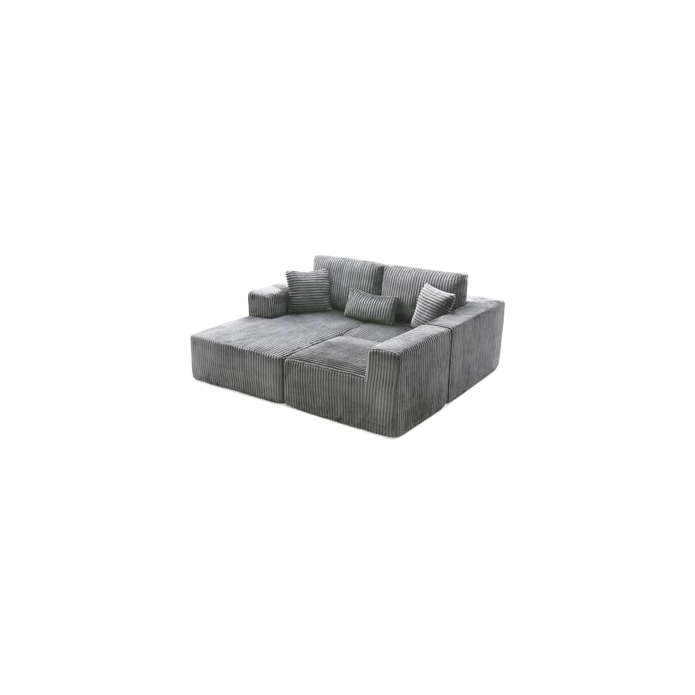 109" L-Shaped Modular Corner Sectional Sofa Corduroy Boneless Cloud Couches with Deep Seat, Modular Compressed Boneless Sofa W/Chaise Lounger for Living Room, No Assembly