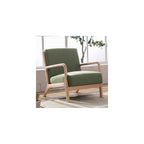 ANJ Mid Century Modern Accent Chairs Set of 2, Comfy Fabric Reading Chair with Solid Wood Frame, Easy Assembly Armchair for Living Room Blackish Green 2