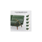 Pipishell 75" Convertible Futon Sofa Bed with Adjustable Armrests, Green