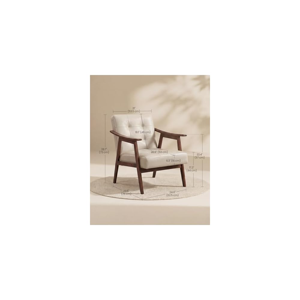VASAGLE Accent Chair, PU Leather Armchair, Button Tufted, Thick Cushion