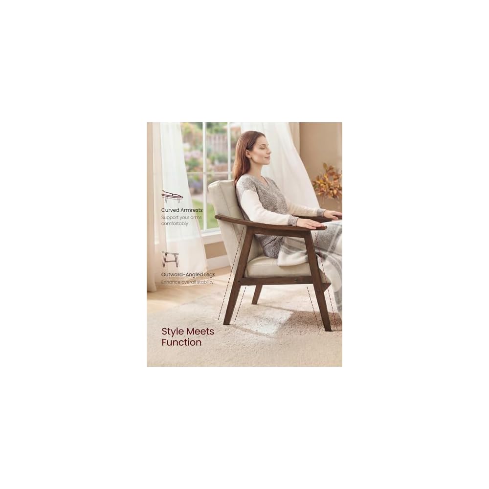 VASAGLE Accent Chair, PU Leather Armchair, Button Tufted, Thick Cushion