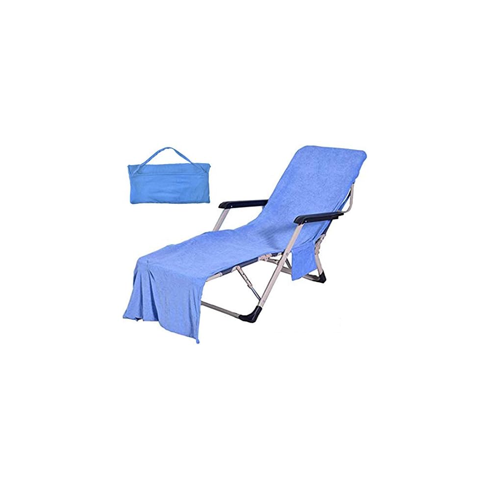 VOCOOL Double Layer Chaise Lounge Pool Chair Cover Beach Towel Fitted Elastic Pocket Won't Slide 85" L x 30" W-Pink