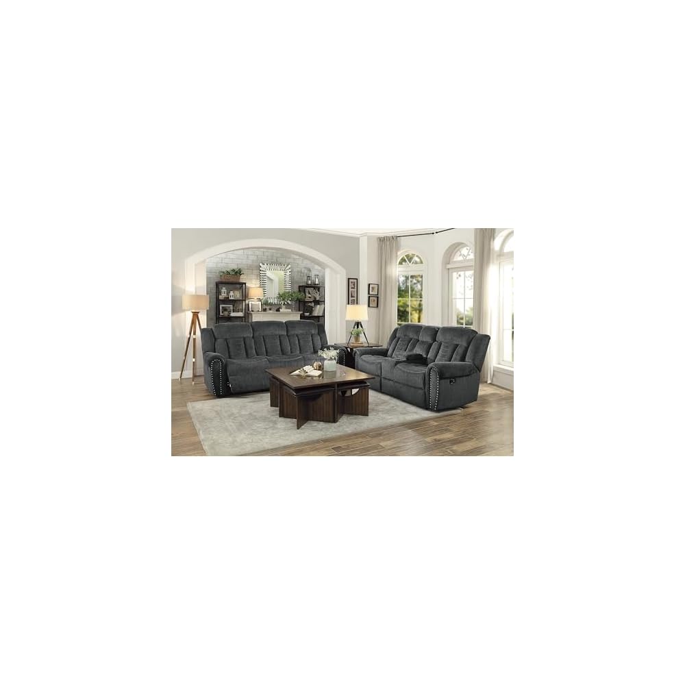 Homelegance 9901CC-3 Double Reclining Sofa, Gray, Fabric