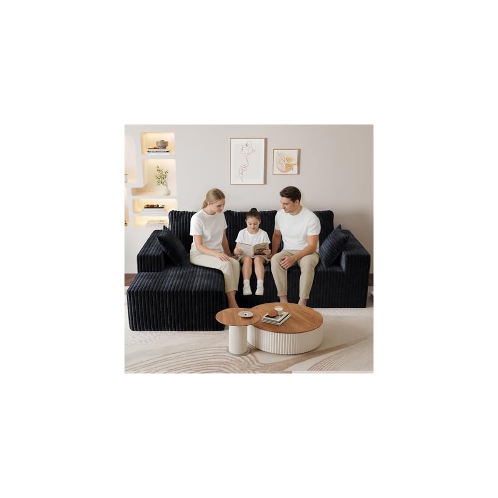 Memory Foam 94" Sectional Couches for Living Room, Modular Sectional Sofa with L-Shape Chaise, Cloud Couch, Fluffy Couch with Bed Pillows for Sleeping