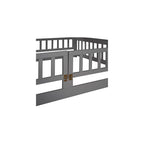 Bellemave Full Over Full Low Bunk Bed with Slide and Fence Railings Wood Floor Bunk Beds with Ladder for Kids Boys Girls Teens, Grey