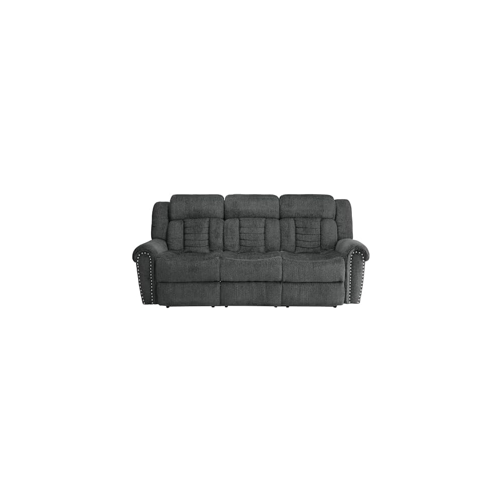 Homelegance 9901CC-3 Double Reclining Sofa, Gray, Fabric