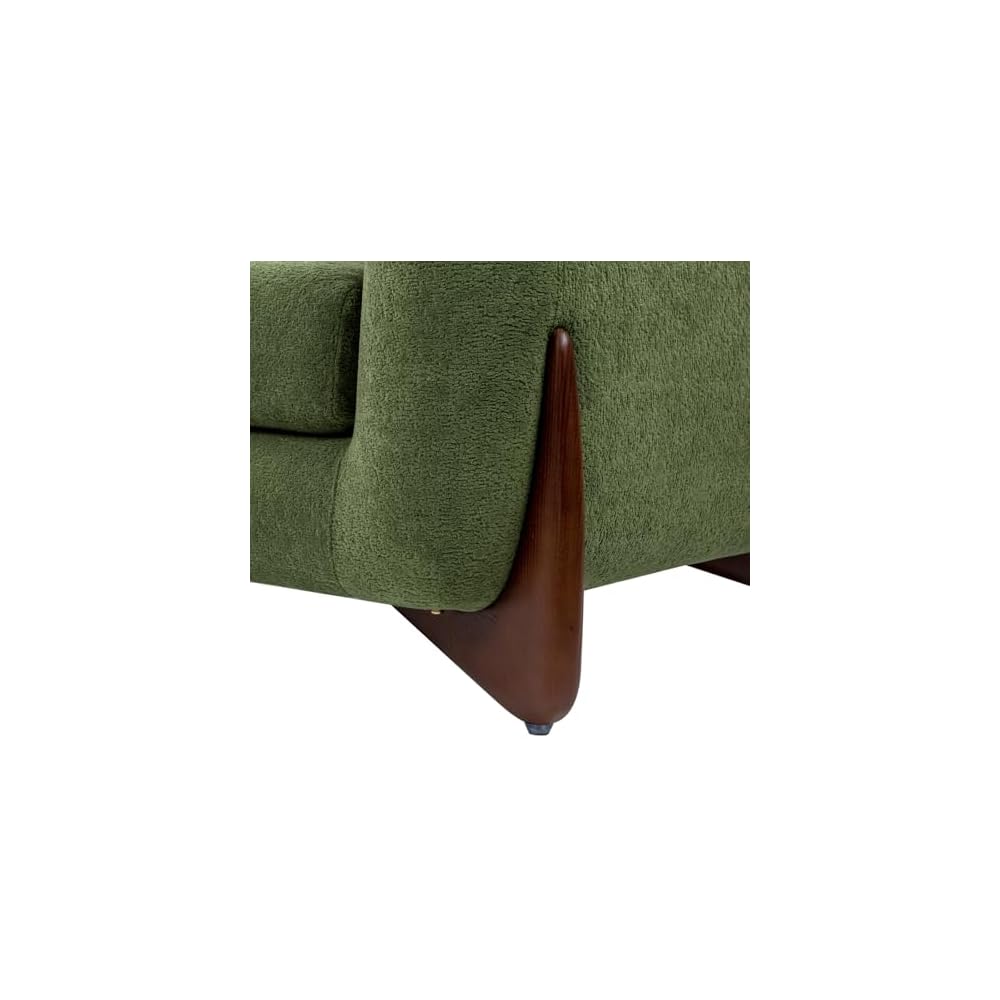 Jennifer Taylor Home Alpine 90.5" Modern Scandinavian Minimalist Round Arm Living Room Sofa Couch in Moss Green Fleeced Teddy