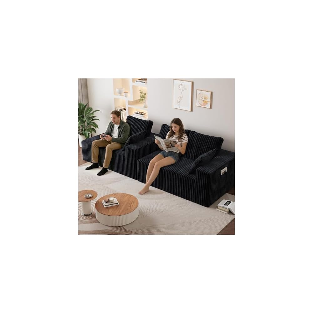 Memory Foam 94" Sectional Couches for Living Room, Modular Sectional Sofa with L-Shape Chaise, Cloud Couch, Fluffy Couch with Bed Pillows for Sleeping
