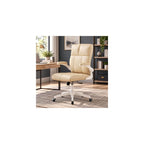 Compact Home Office Chair - Ergonomic Chair with Flip-Up Arms, Beige