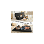 78" 5-in-1 Convertible Sofa Bed, Corduroy Tri-Fold Sleeper Couch, Black
