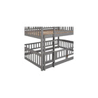 Bellemave Full Over Full Low Bunk Bed with Slide and Fence Railings Wood Floor Bunk Beds with Ladder for Kids Boys Girls Teens, Grey