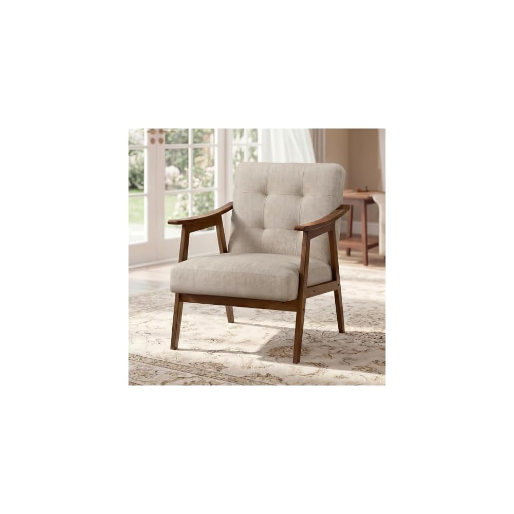 VASAGLE Accent Chair, PU Leather Armchair, Button Tufted, Thick Cushion