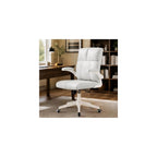 Compact Home Office Chair - Ergonomic Chair with Flip-Up Arms, Beige