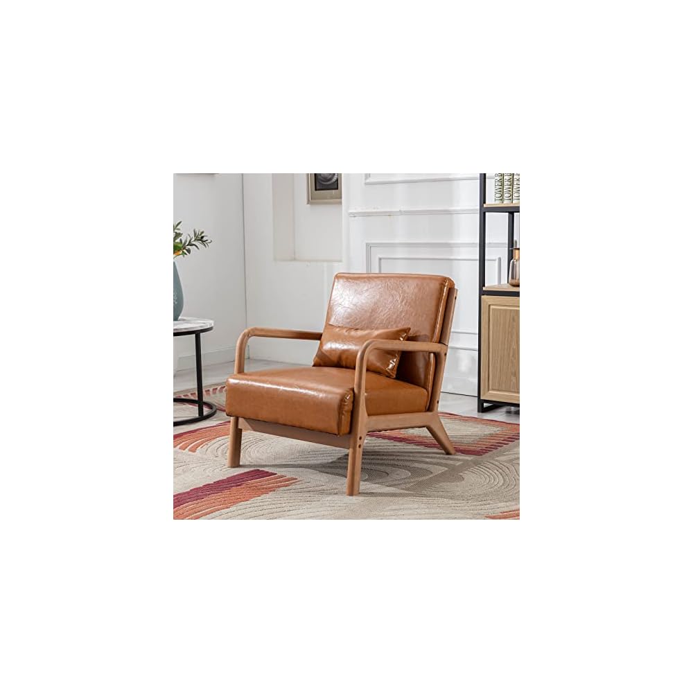 ANJ Mid Century Modern Accent Chairs Set of 2, Comfy Fabric Reading Chair with Solid Wood Frame, Easy Assembly Armchair for Living Room Blackish Green 2