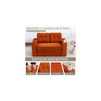 Boneless Loveseat Couch, 2 in 1 Convertible Sofa Bed with Pillows, Foldable Couch for Small Spaces Bedroom, Loveseat Sleeper Sofa Bed with Two Cup Holders for Living Room, Corduroy (Orange)
