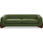 Jennifer Taylor Home Alpine 90.5" Modern Scandinavian Minimalist Round Arm Living Room Sofa Couch in Moss Green Fleeced Teddy