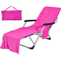 VOCOOL Double Layer Chaise Lounge Pool Chair Cover Beach Towel Fitted Elastic Pocket Won't Slide 85" L x 30" W-Pink