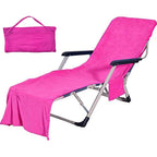 VOCOOL Double Layer Chaise Lounge Pool Chair Cover Beach Towel Fitted Elastic Pocket Won't Slide 85" L x 30" W-Pink