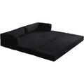 78" 5-in-1 Convertible Sofa Bed, Corduroy Tri-Fold Sleeper Couch, Black