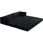 78" 5-in-1 Convertible Sofa Bed, Corduroy Tri-Fold Sleeper Couch, Black