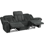 Homelegance 9901CC-3 Double Reclining Sofa, Gray, Fabric