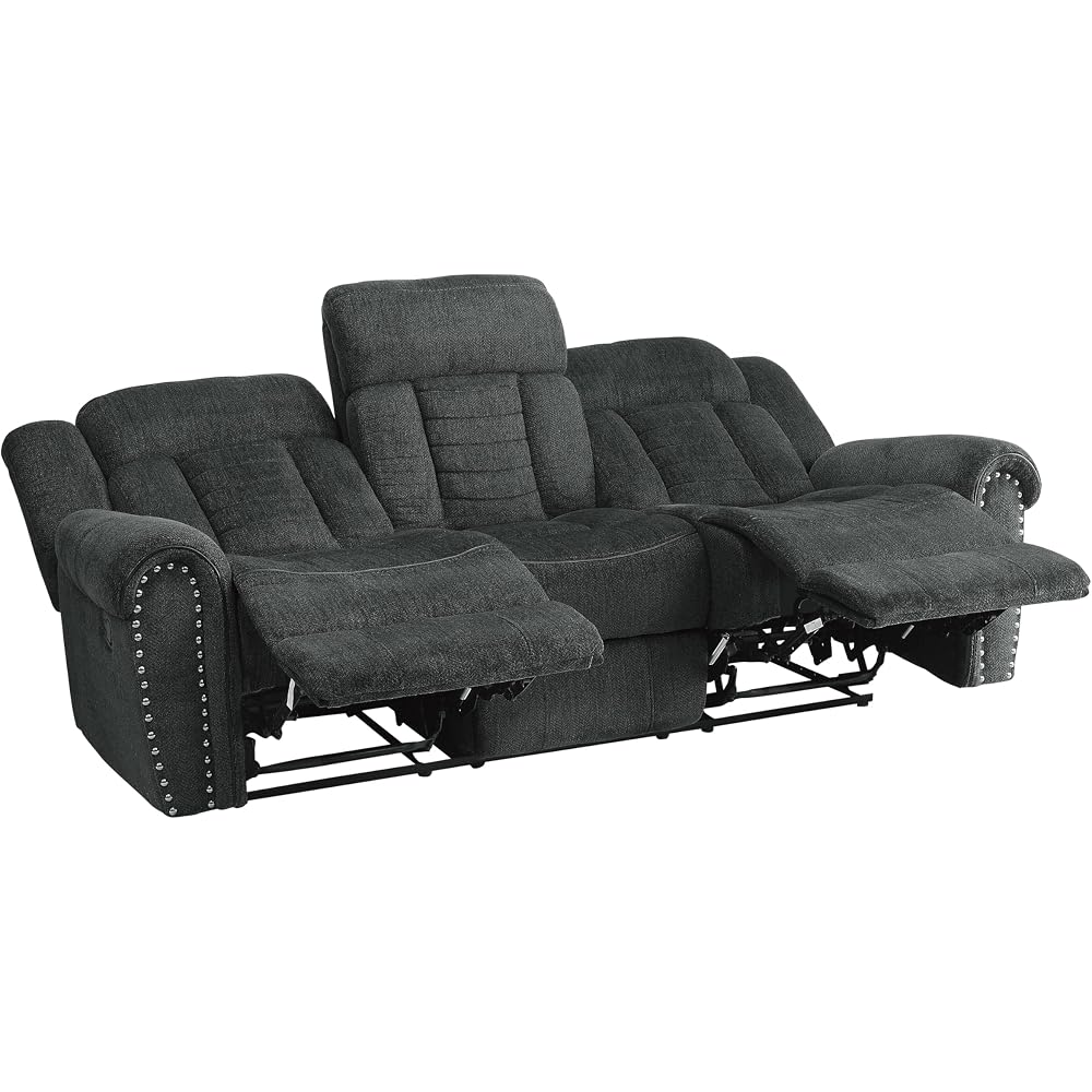 Homelegance 9901CC-3 Double Reclining Sofa, Gray, Fabric